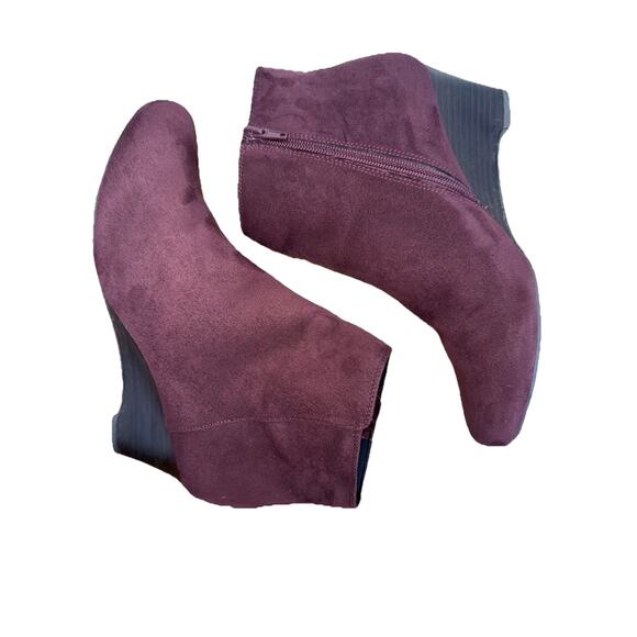Naturalizer Boots Womens 7.5 Hilma Burgundy Maroon Wedge Ankle Booties - Picture 4 of 8